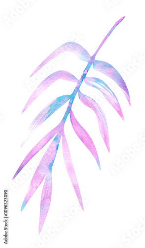 Palm leaf in pastel watercolors