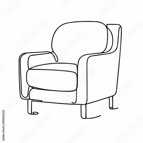 Minimalist Line Drawing of an Armchair