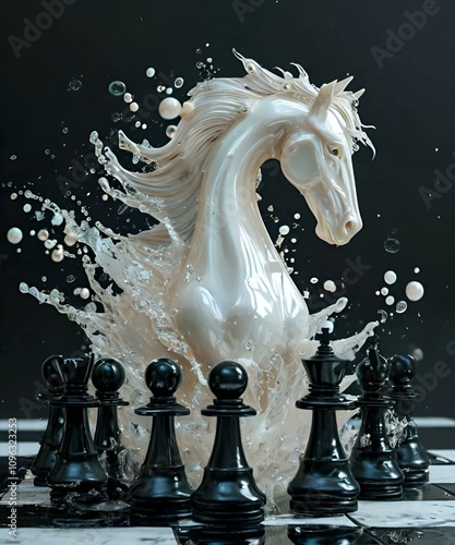 white knight on chess board photo