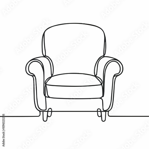 Minimalist Line Drawing of an Armchair