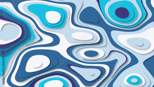 Abstract colorful 3D multi layer paper cut liquid geometric pattern topography background.