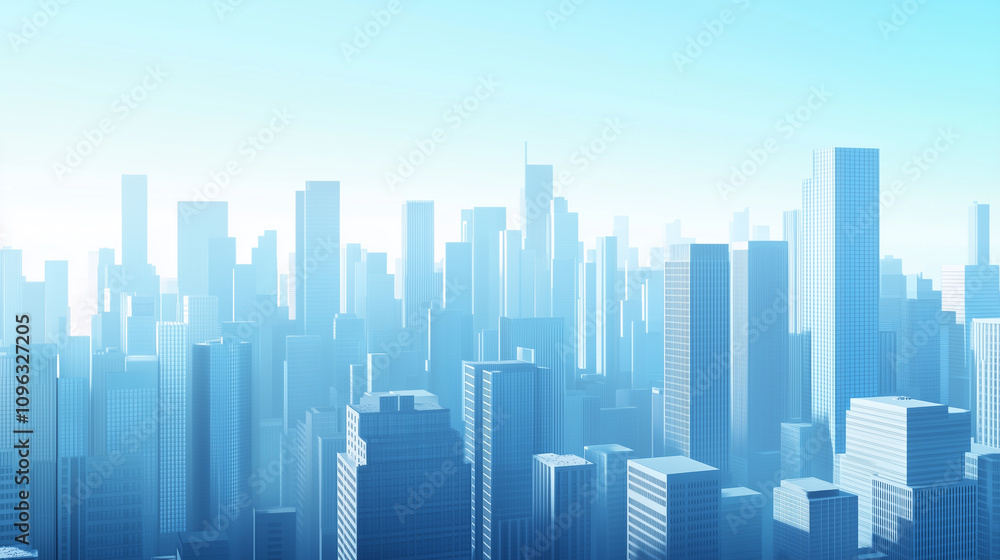 Modern City Skyline with CBD Office Buildings at Sunset - Drone View Modern City Skyline with CBD Office Buildings at Sunset - Drone View