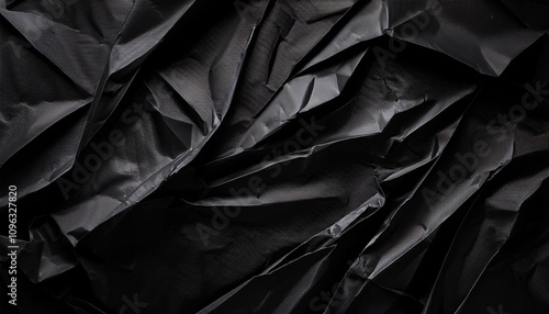 black crumpled paper texture with folds black background wallpaper