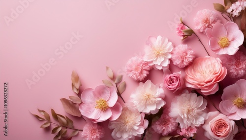 cluster flowers pink background