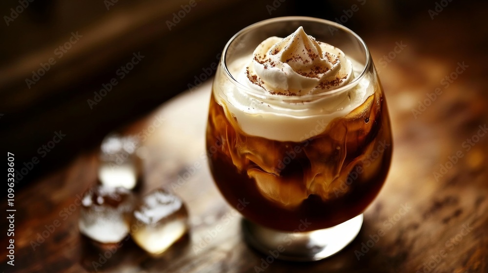 Delicious Creamy Coffee with Ice and Whipped Cream Delicious Creamy Coffee with Ice and Whipped Cream