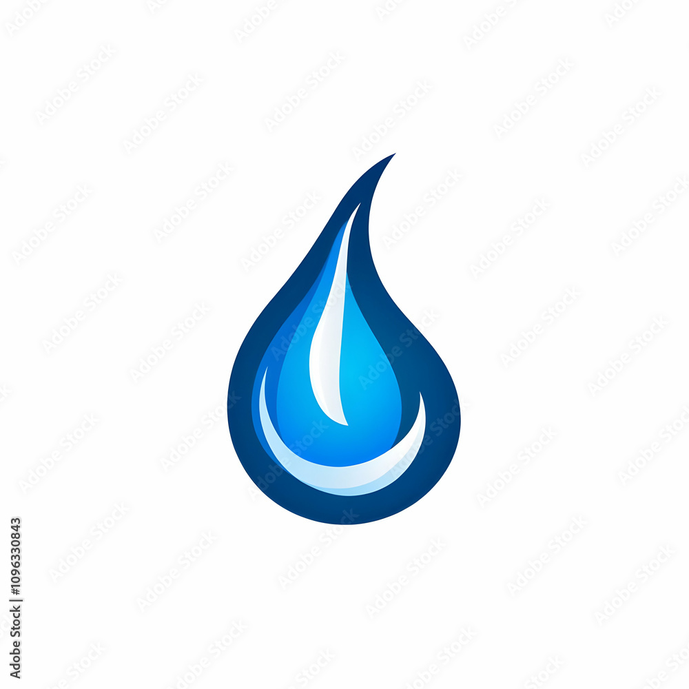 Blue Water Drop Icon on White Background for Creative Projects
