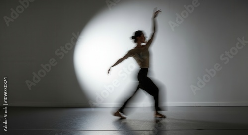 Contemporary dancer in silhouette spotlight