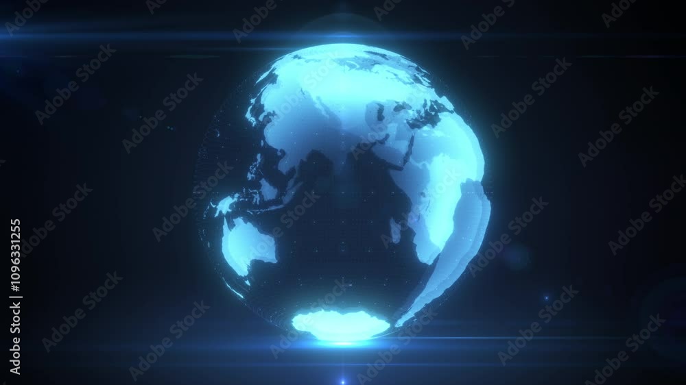回転する光る地球 - ブルー 回転する光る地球 - ブルー