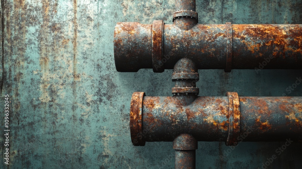 Close-up of rusty industrial pipes on a weathered metal background, showcasing texture and aging details. Close-up of rusty industrial pipes on a weathered metal background, showcasing texture and aging details.