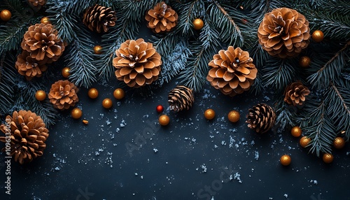 Pine Cones and Pinecones on a Blue Surface