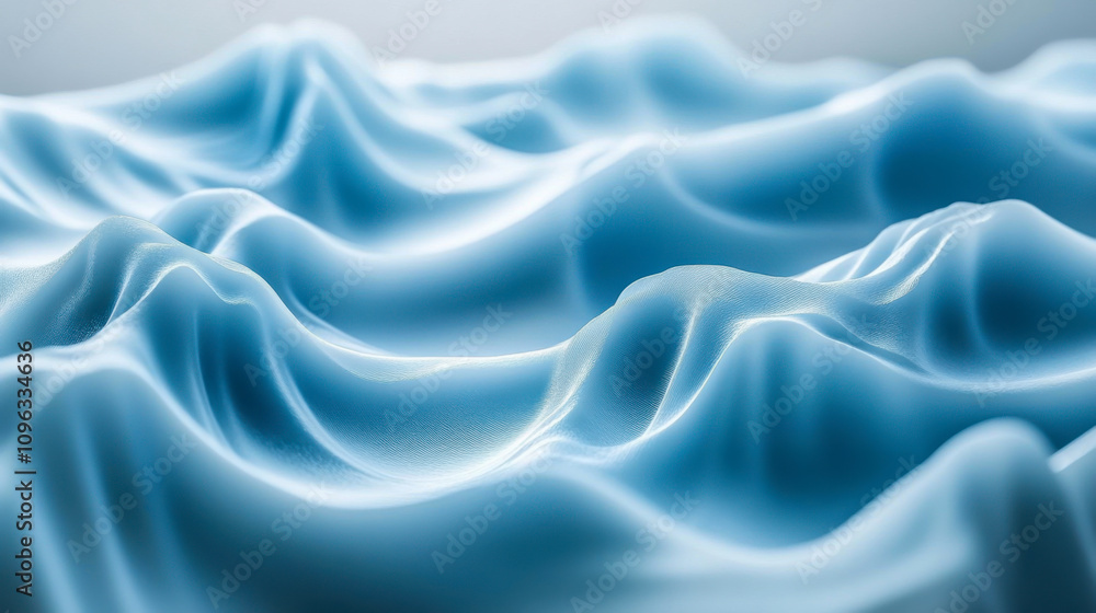 Obraz premium Soft waves of blue fabric create a tranquil flow, capturing movement and texture in an abstract design, perfect for calming decor