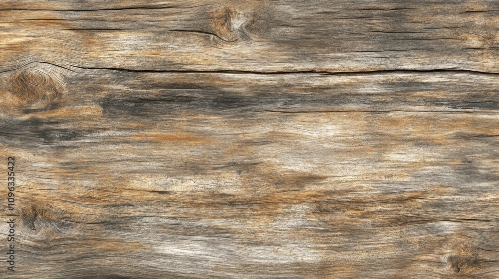 Fototapeta premium Close-up of weathered wooden surface with a rich texture and earthy tones.