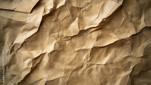 Wallpaper Mural Crinkled brown paper texture showcasing its intricate folds and shadows. Torontodigital.ca
