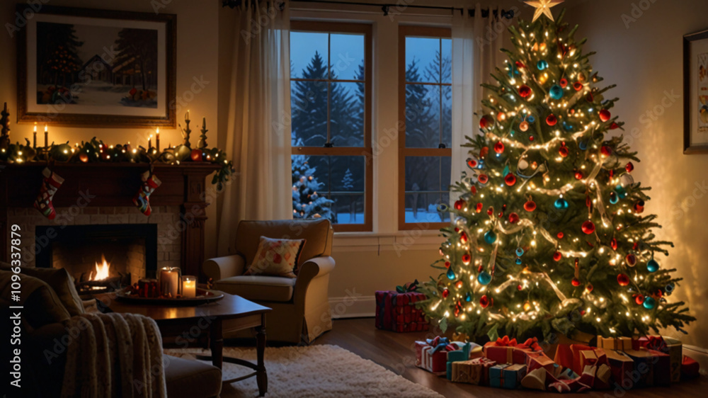 christmas tree with presents. christmas tree with presents.