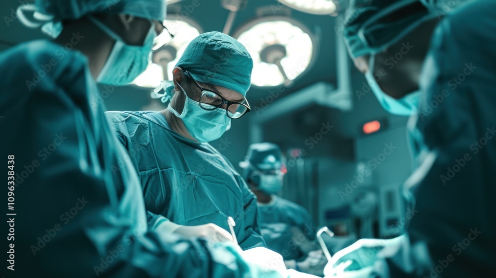 Surgeons are operating on a patient in the operating room Surgeons are operating on a patient in the operating room