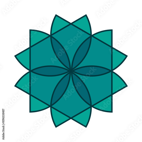 Six Radial Semicircles Flower Teal Icon