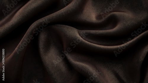 Rich Chocolate Brown Fabric Drape: Close-Up Texture Photography. AI Generated