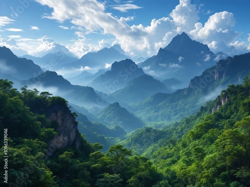 Misty mountains, Phu Khao Hin Pakarang backpacking. photo