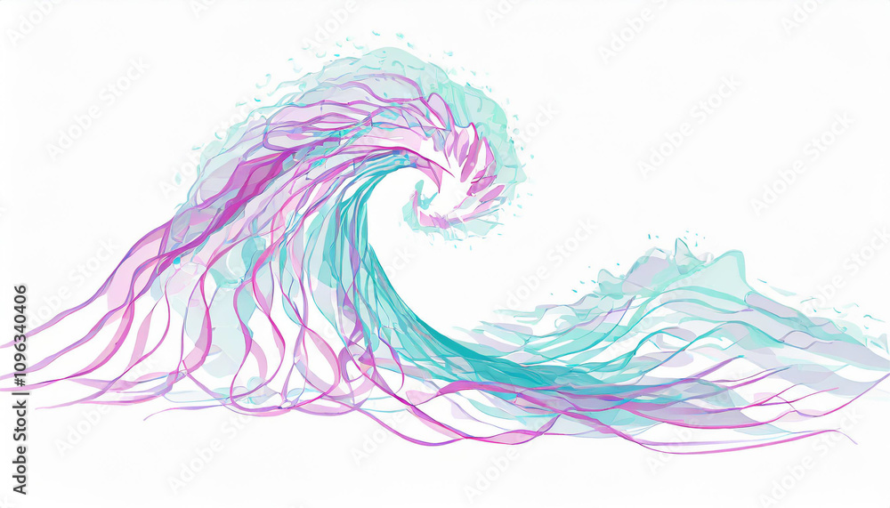 Stylized illustration of dynamic ocean waves in shades of color, featuring flowing, intricate lines. Perfect for nautical, artistic, or nature-inspired designs Stylized illustration of dynamic ocean waves in shades of color, featuring flowing, intricate lines. Perfect for nautical, artistic, or nature-inspired designs