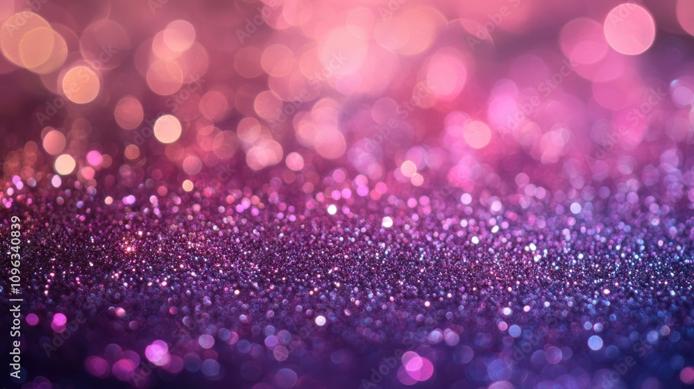 Abstract purple and pink background featuring shimmering glittery lights and soft circular bokeh effects, perfect for enhancing romantic occasions and special events. Abstract purple and pink background featuring shimmering glittery lights and soft circular bokeh effects, perfect for enhancing romantic occasions and special events.