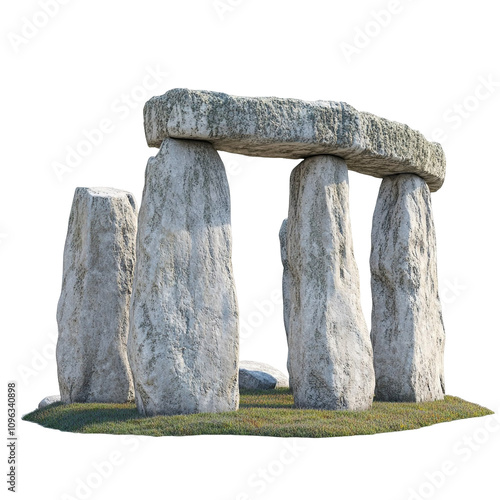 3D front view illustration of the Stonehenge monument isolated on a white transparent background photo