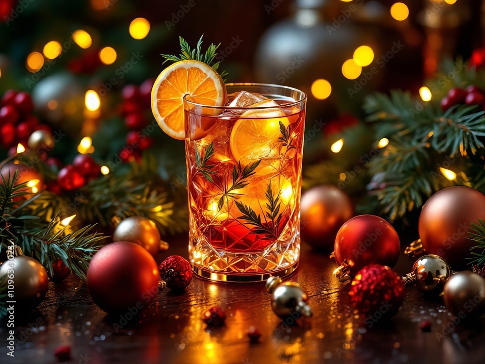 Spiced rum, orange, sugar, bitters, & a sugared cherry. A warm, festive Christmas drink. Spiced rum, orange, sugar, bitters, & a sugared cherry. A warm, festive Christmas drink.