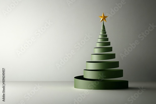 Minimalist Spiral Christmas Tree with Star