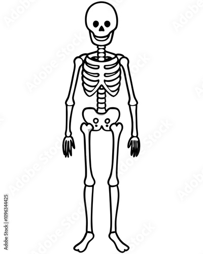human skeleton vector illustration line art transparent background