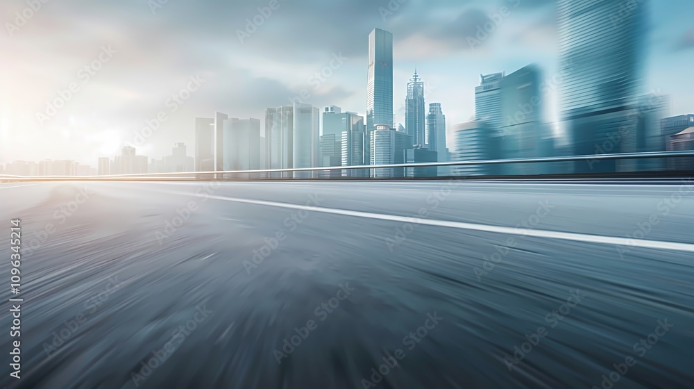 Cityscape with Speeding Road Cityscape with Speeding Road