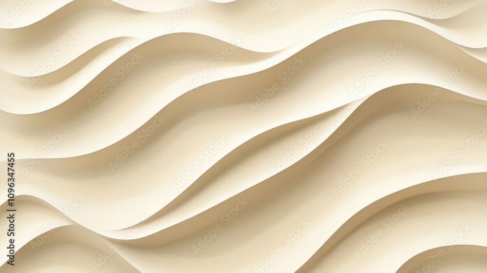 Obraz premium Abstract wavy texture in soft beige tones, creating a serene and calming atmosphere.