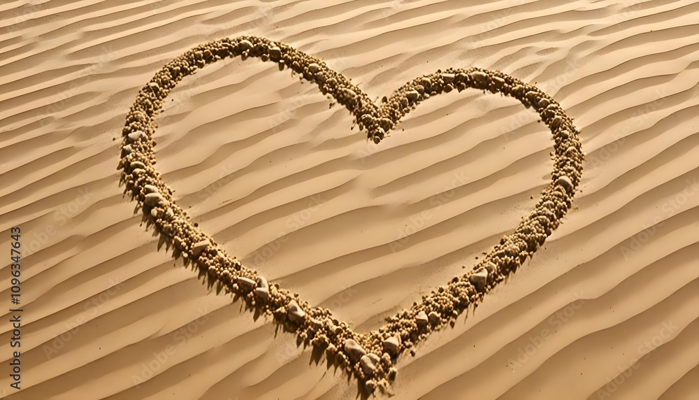 Heart Design Made of Sand on the Beach in Abstract Style Heart Design Made of Sand on the Beach in Abstract Style