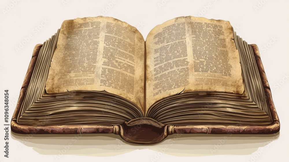 Obraz premium An open antique book with yellowed pages and intricate detailing, evoking a sense of history and nostalgia.