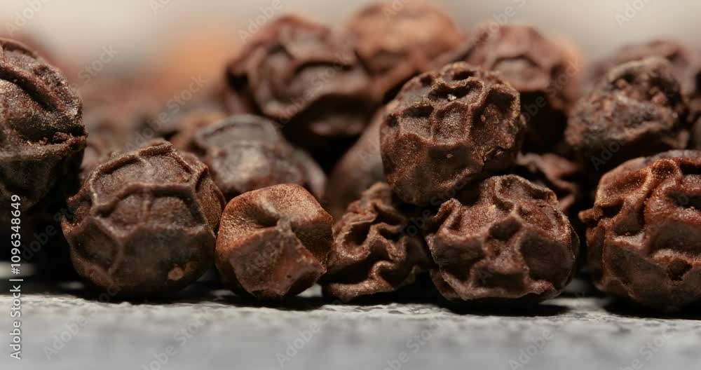 Peppercorns or black pepper spice. Super Macro Close Up. Peppercorns or black pepper spice. Super Macro Close Up.