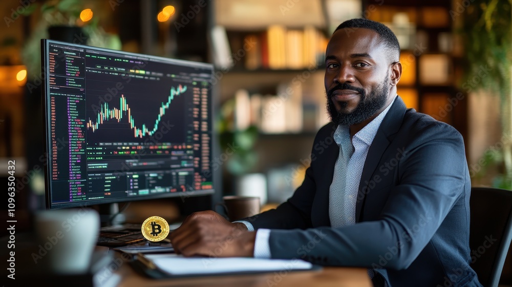 Professional Man with Cryptocurrency Trading Chart Professional Man with Cryptocurrency Trading Chart