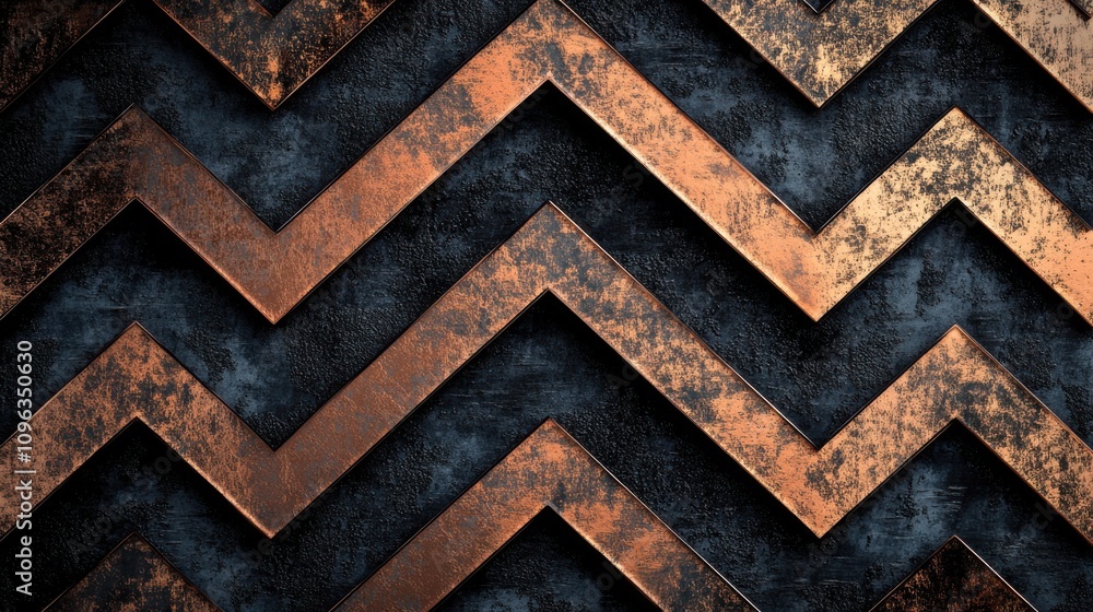 Textured chevron pattern in metallic hues of bronze and blue, creating a striking visual contrast. Textured chevron pattern in metallic hues of bronze and blue, creating a striking visual contrast.