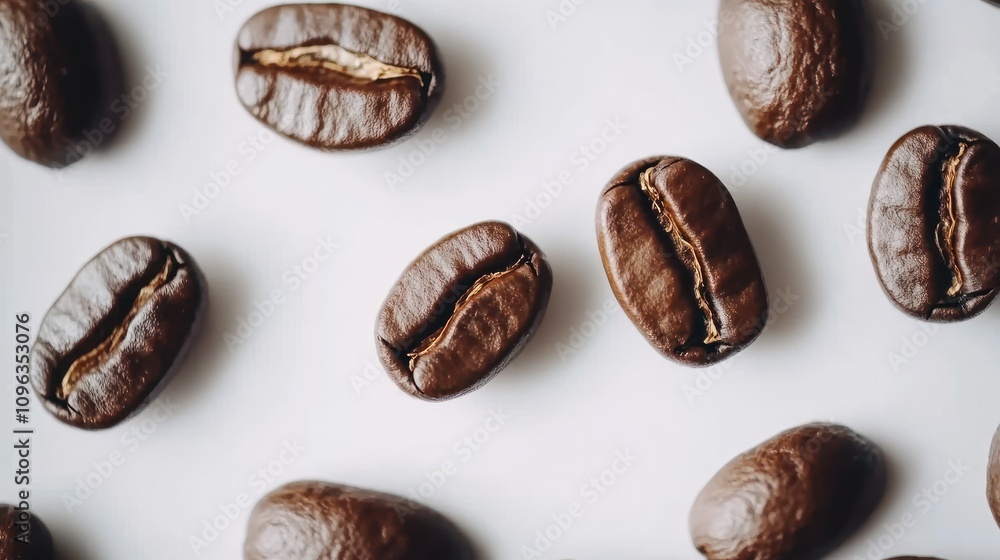 Fototapeta premium Fresh Coffee Beans on White Background