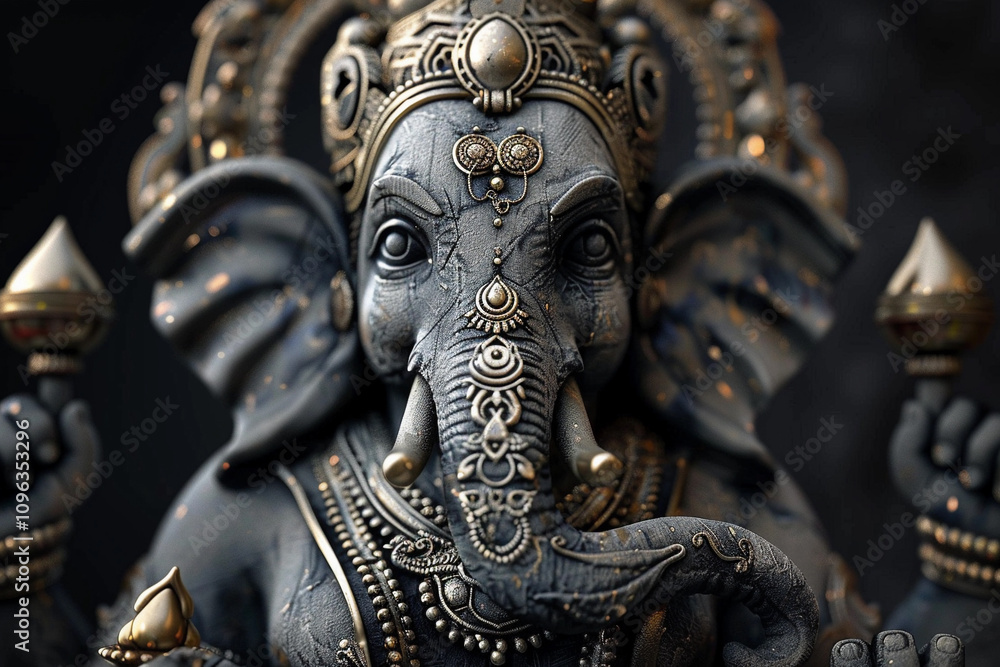 Fototapeta premium Greeting card with bright holiday composition for Ganesh Chaturthi