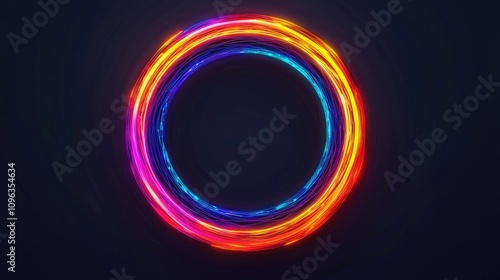 Dynamic circular light patterns abstract digital art vibrant colors studio environment creative perspective visual energy boost