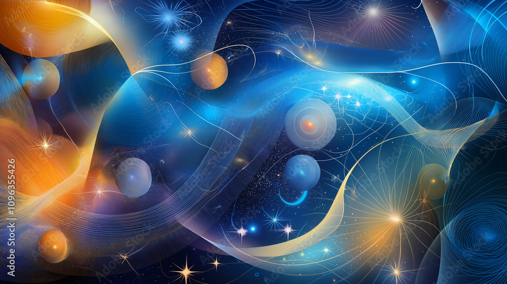 A vibrant celestial tapestry woven with shimmering stars and spiraling galaxies A vibrant celestial tapestry woven with shimmering stars and spiraling galaxies
