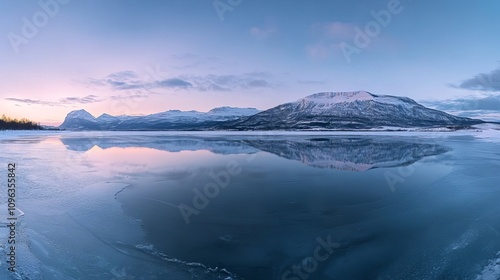 Earth's North Pole, aerial view, snowy mountains and lakes, wilderness atmosphere.