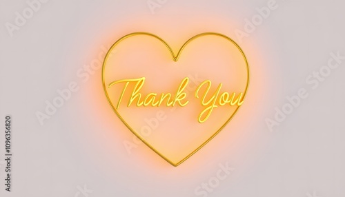 Minimalist 3D Golden Heart Emoji with 'Thank You' in Glowing Cursive photo