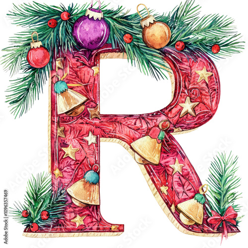 Festive holiday letter r decoration christmas celebration digital art warm environment close-up view seasonal spirit