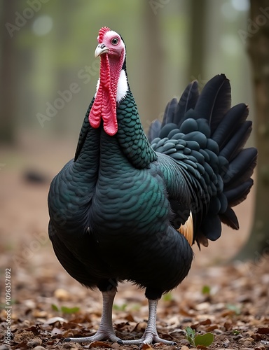 A large domesticated bird native to Central Asia and widely raised for its meat and feathers globally every year.