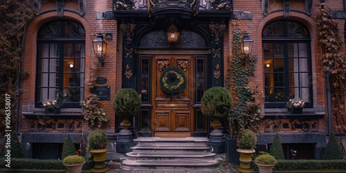 Ornate Entrance to a Brick Building