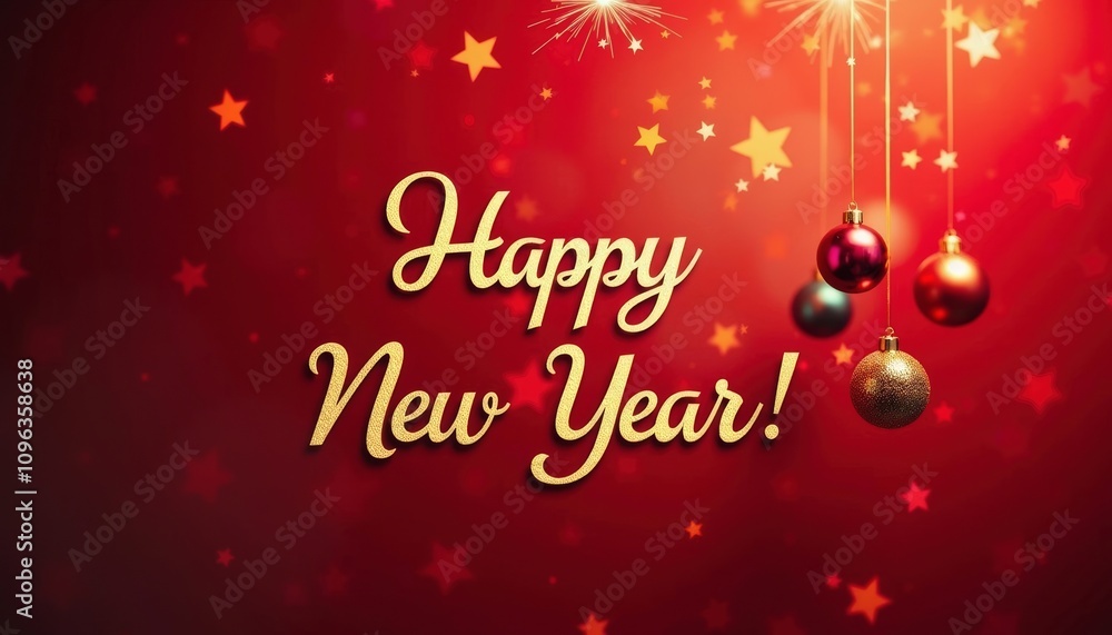a festive New Year's arrangement on a red beautiful background adding beautiful ornament giving a touch of elegance to the composition. a festive New Year's arrangement on a red beautiful background adding beautiful ornament giving a touch of elegance to the composition.
