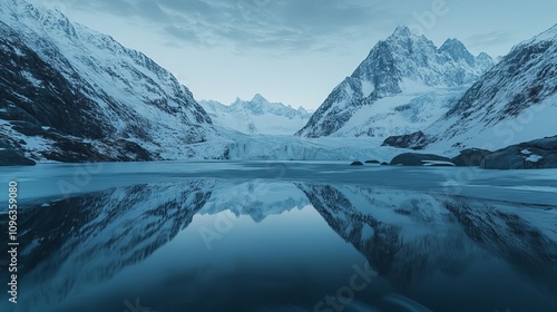 Wallpaper Mural Aerial view view, snowy mountains and lakes, wilderness atmosphere. Torontodigital.ca