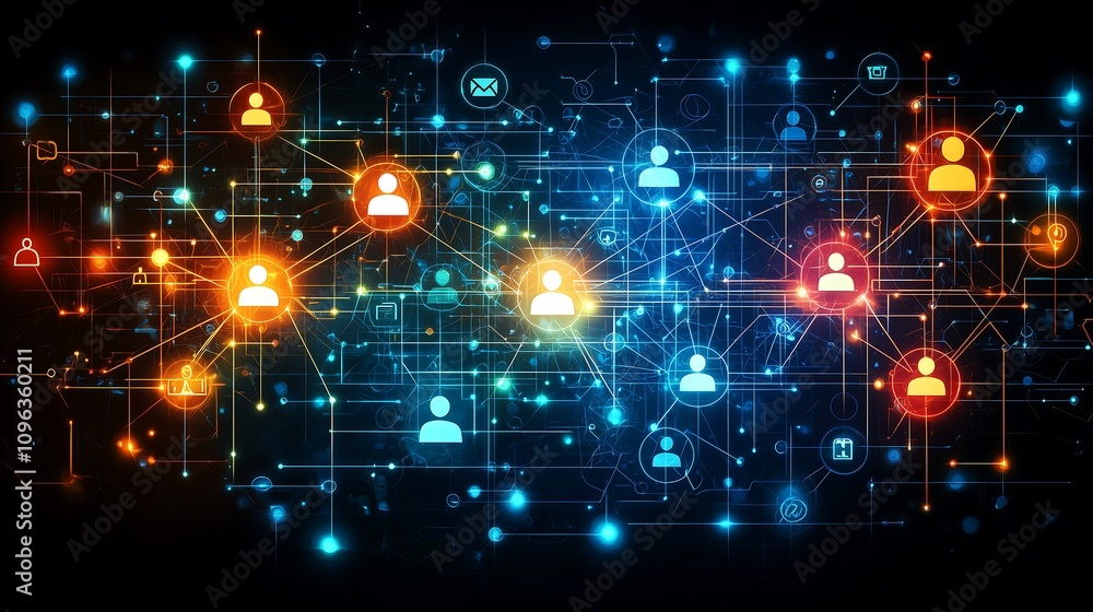 Obraz premium Innovative Business Connections: Empowering Talent Through Digital Infrastructure. 革新的なビジネス接続：デジタルインフラを通じて人材を強化.Generative AI