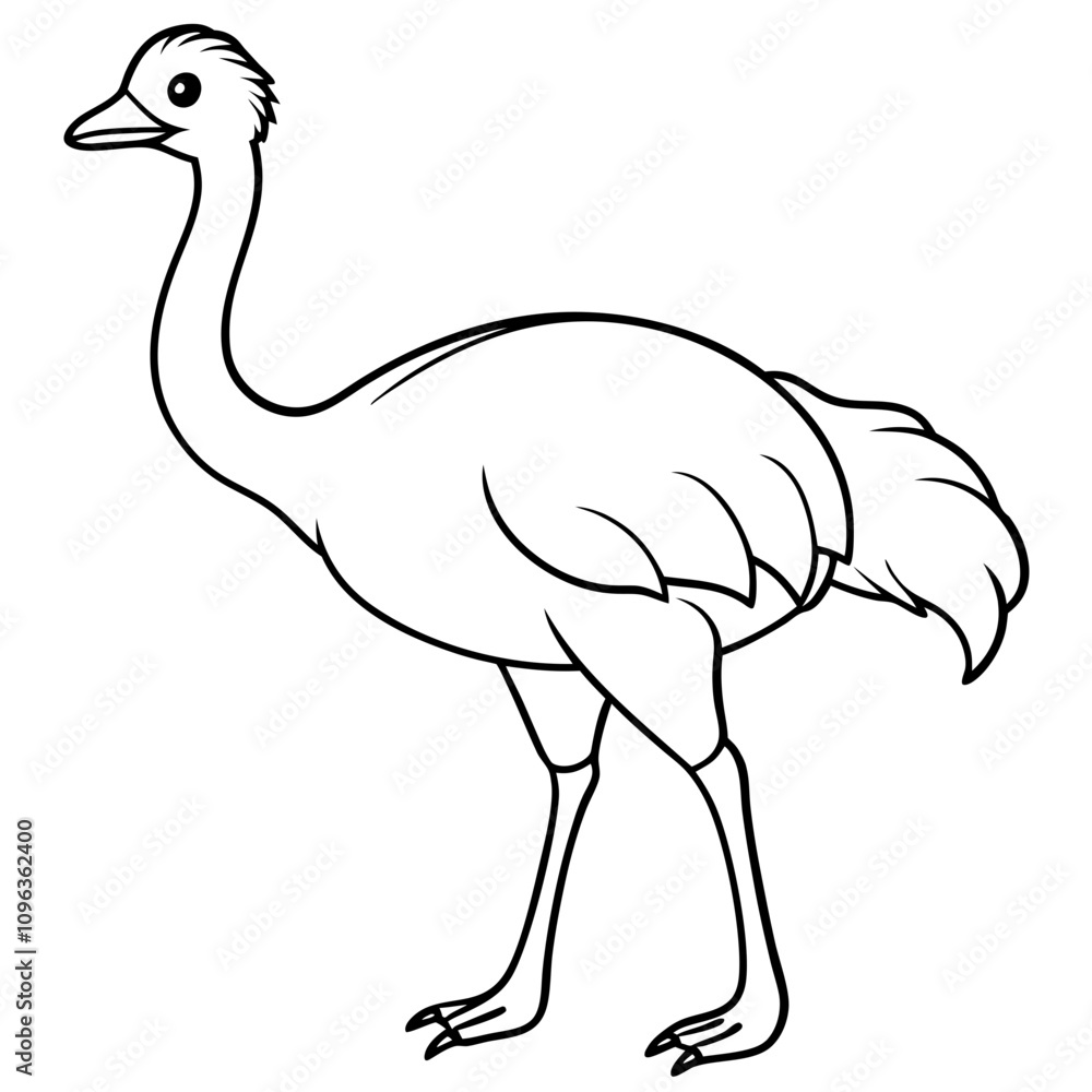 Fototapeta premium ostrich vector illustration line art transparent background