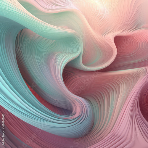 Abstract pastel spirals and waves intertwining to symbolize interconnectedness