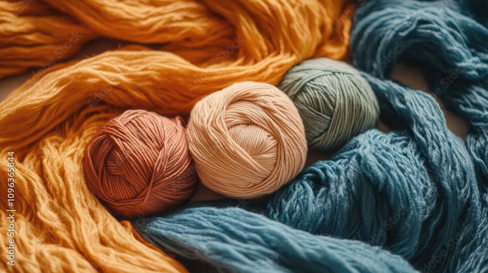 Yarn backdrop in earthy tones showcasing textured strands and vibrant balls, promoting relaxation and creativity for craft enthusiasts. Yarn backdrop in earthy tones showcasing textured strands and vibrant balls, promoting relaxation and creativity for craft enthusiasts.